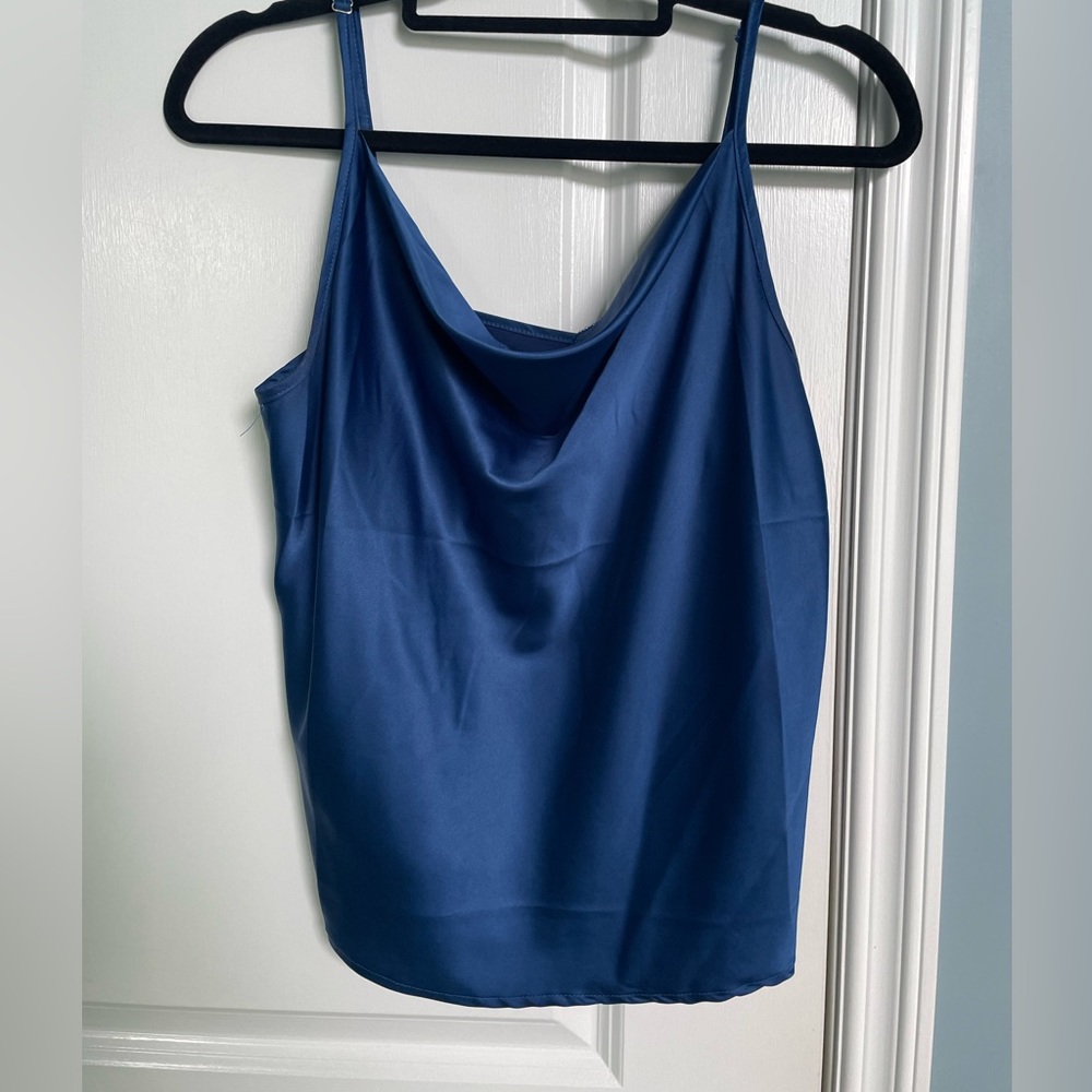 Blue satin tank